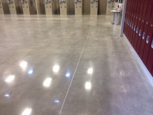 polished concrete in locker room